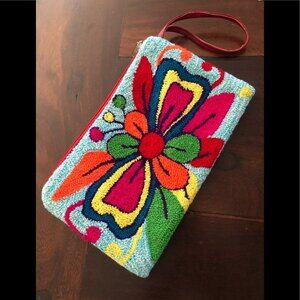 Handmade Punch Needle Butterfly Wristlet/Clutch NWOT